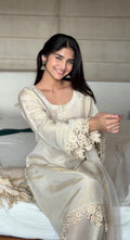 Ivory Pearl Cosmo 3-Piece Suit Set with Lace Detail & Tissue Dupatta